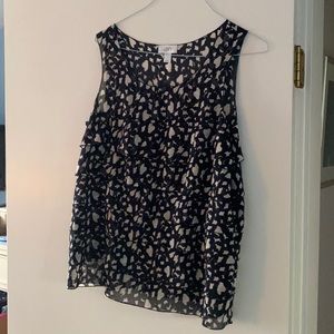 Soft ruffles - navy and white top